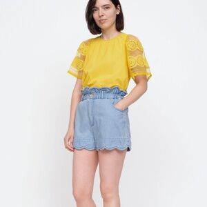Sea NY. Zinnia Lace Short Sleeve Top Size 4 - Canary Yellow